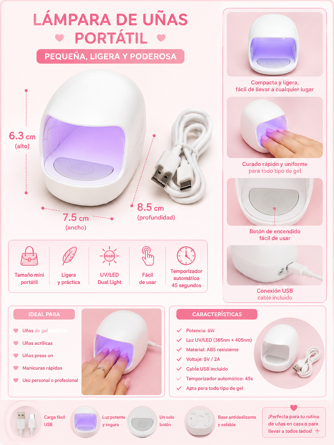 Lampara portatil de uñas