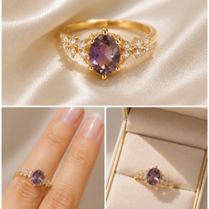 Anillo piedra morada