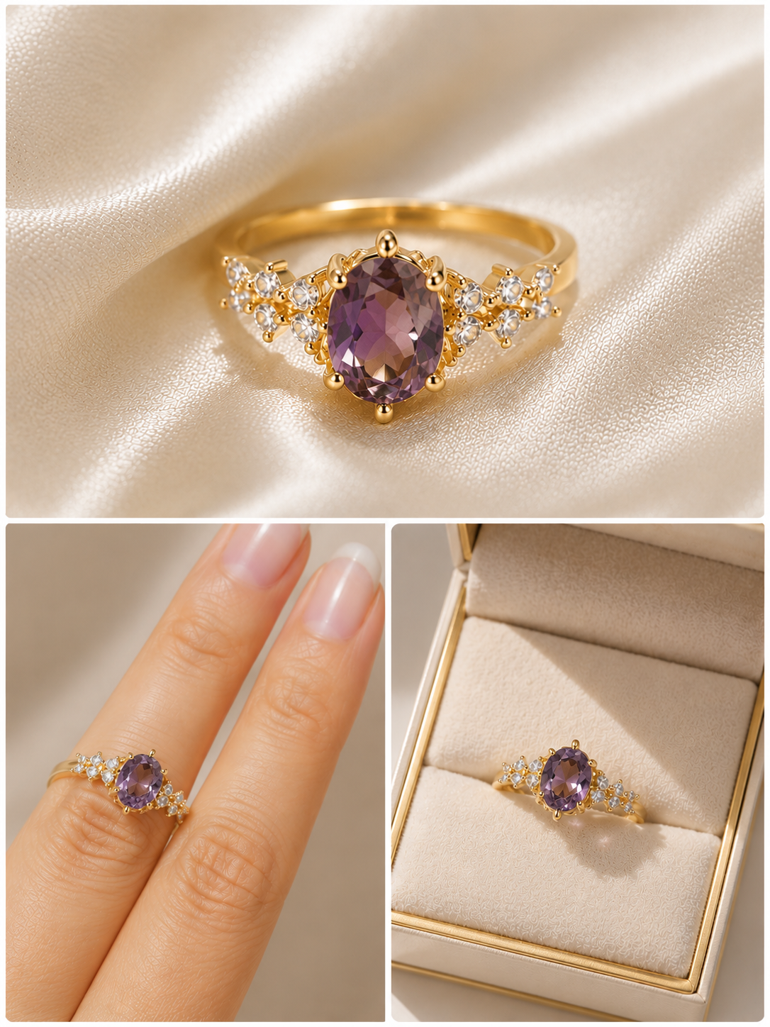 Anillo piedra morada
